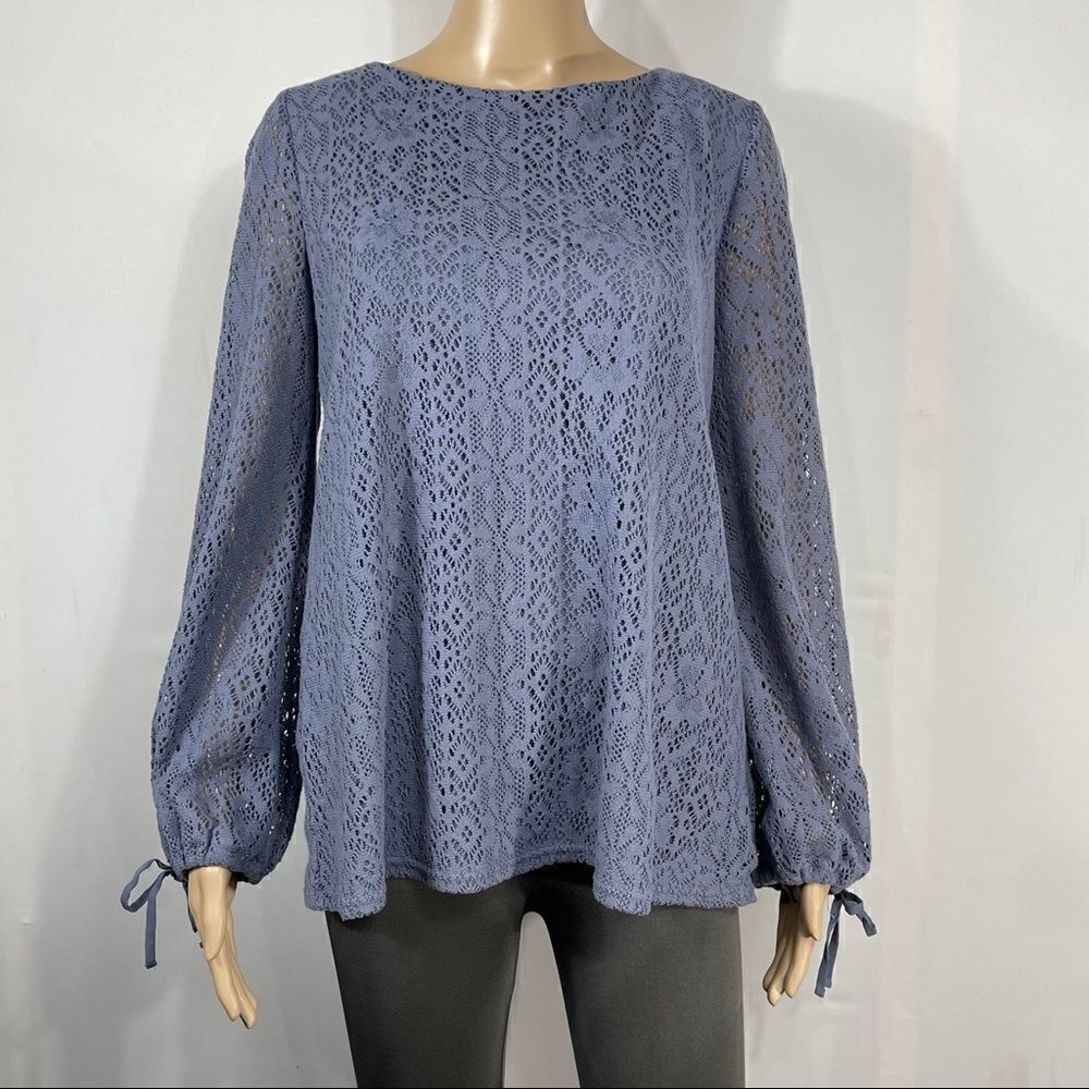 LC Lauren Conrad Blue Long Sleeve Blouse - Picture 8 of 12